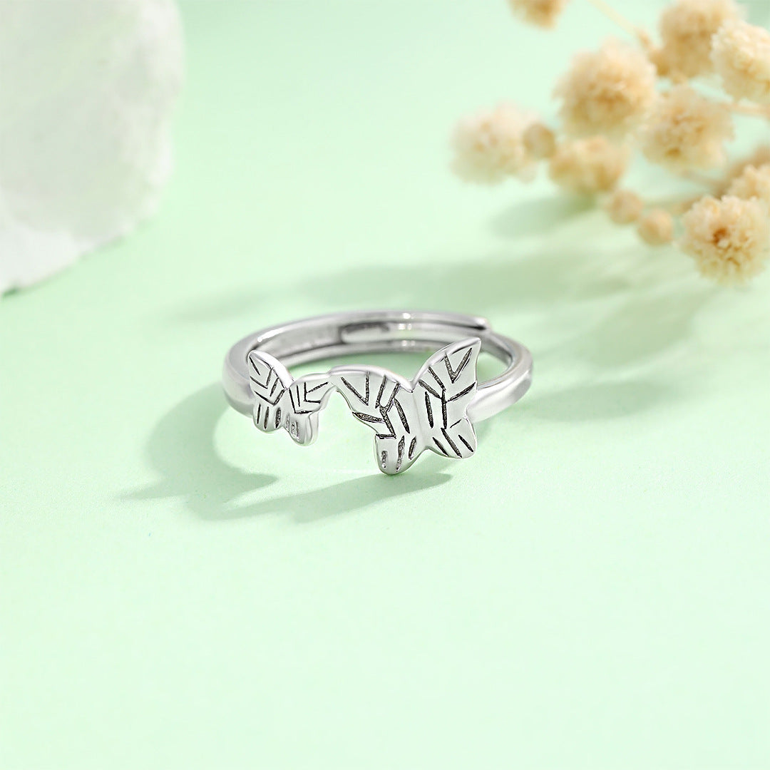 Planderful Sterling Silver Butterfly Ring For Women Adjustable Open Tail Design Elegant