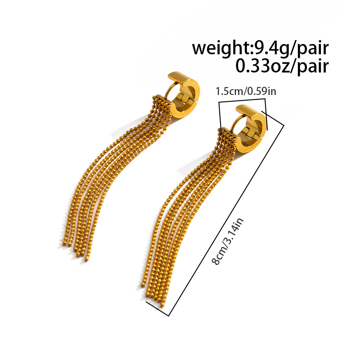 Planderful Vienna Verve Stainless Steel Fringe Earrings For Women Personalized Bead Fringe Multi Layer Statement