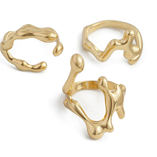 Planderful Vienna Verve Ring Set – Unique Hollow Liquid Design