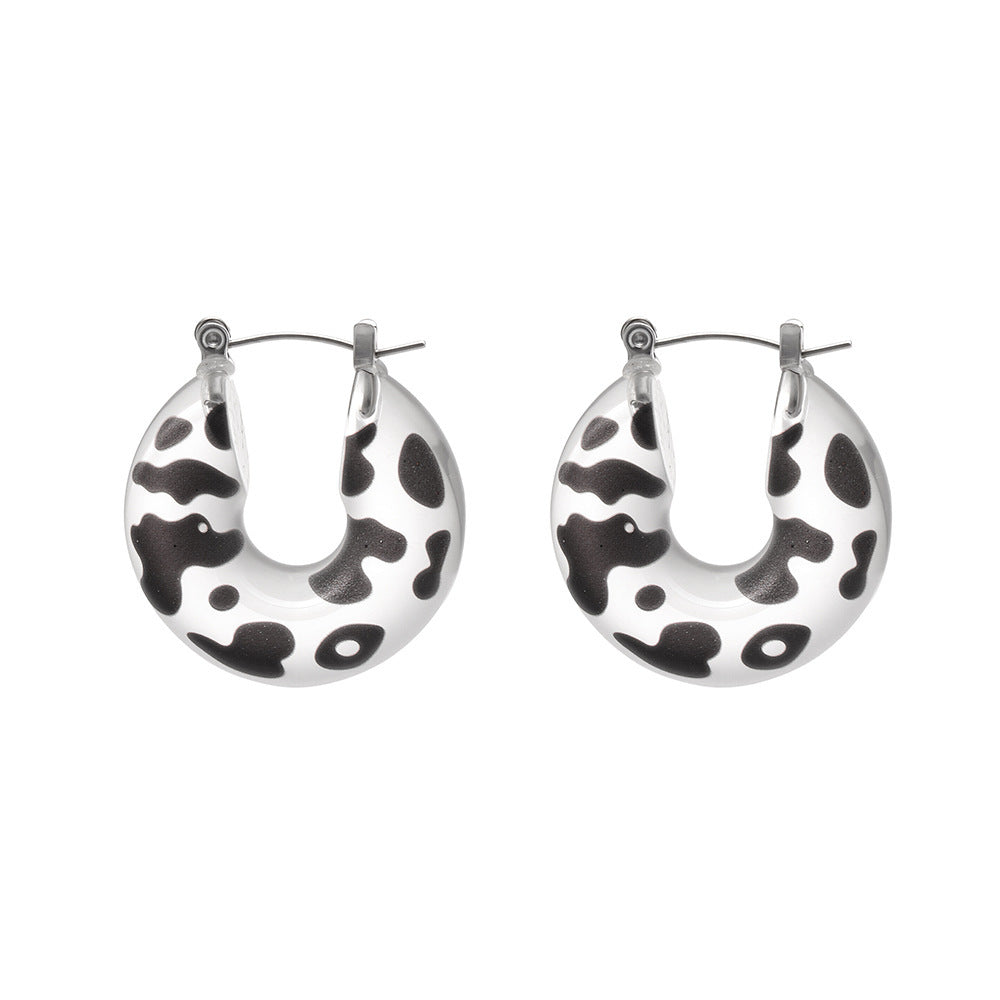 Planderful U Shaped Leopard Resin Earrings For Women