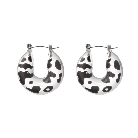 Planderful U Shaped Leopard Resin Earrings For Women