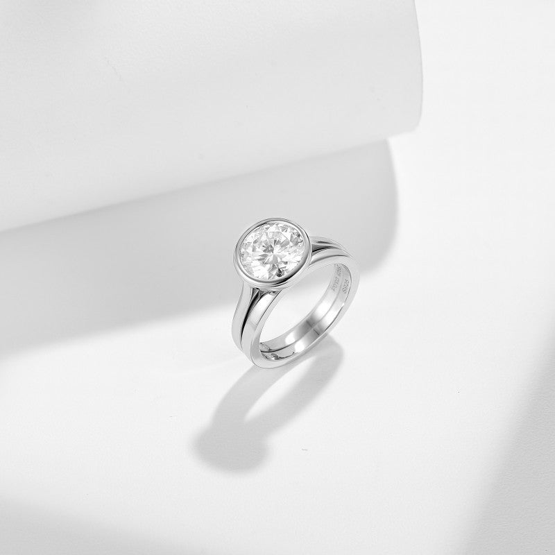 Planderful Moissanite Ring For Women 3 Carat 9mm D VVS 3EX Brilliance Engagement Stacking Jewelry