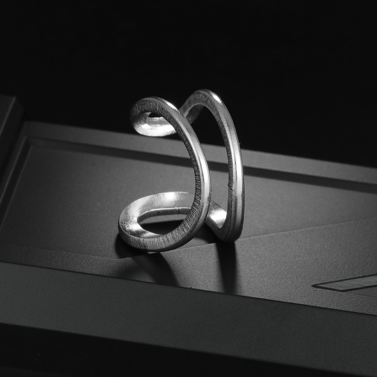 Planderful Titanium Steel Ring With Geometric Statement Design Adjustable For Women Unisex Jewelry