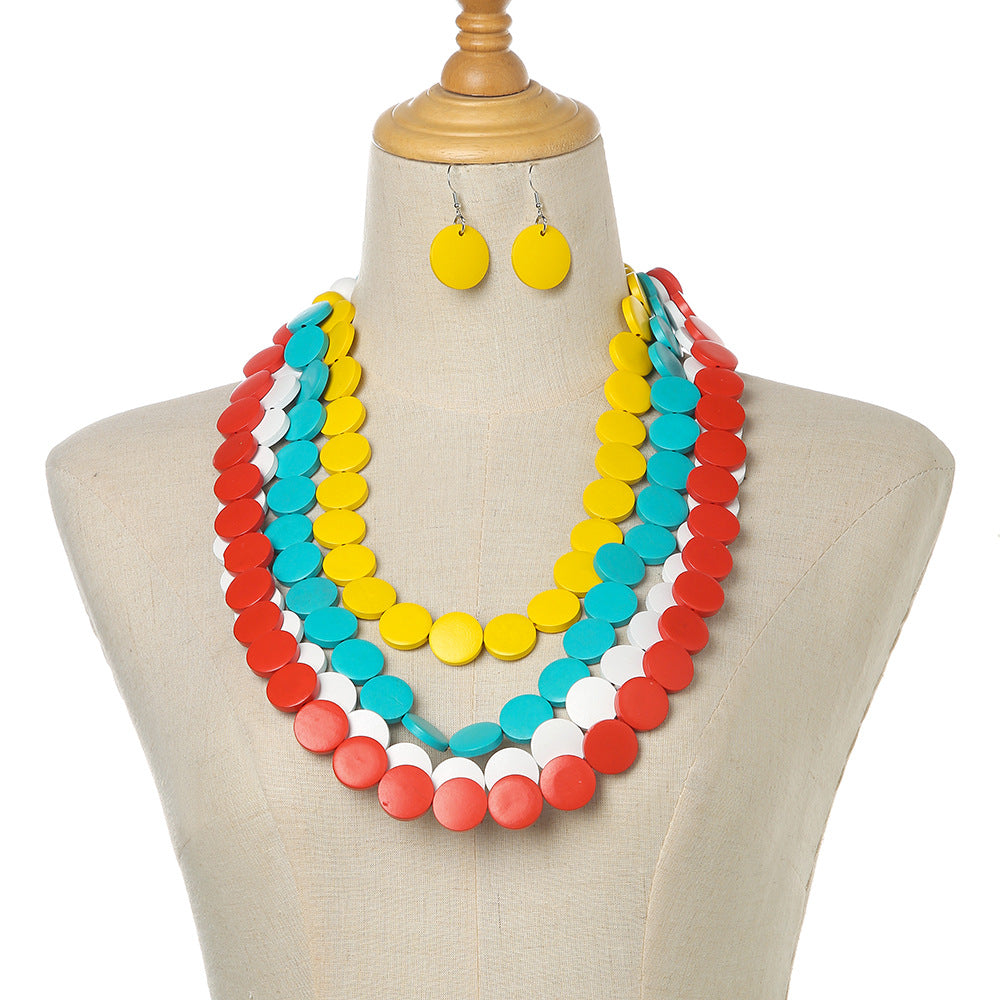 Planderful Savanna Rhythms Necklace Earrings Set – Unique Contrasting Color Design
