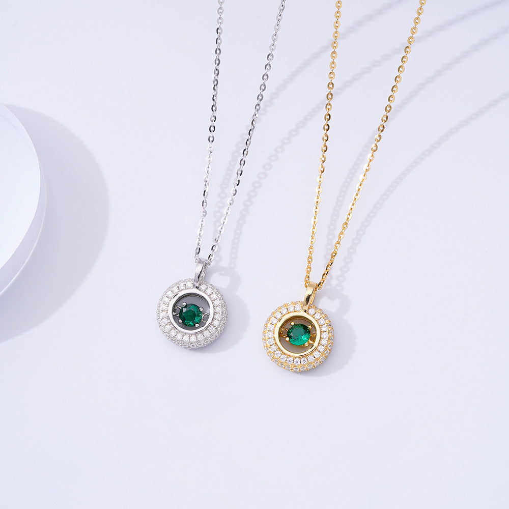 S925 Silver Zircon Pendant Hollow Necklace Clavicle Chain