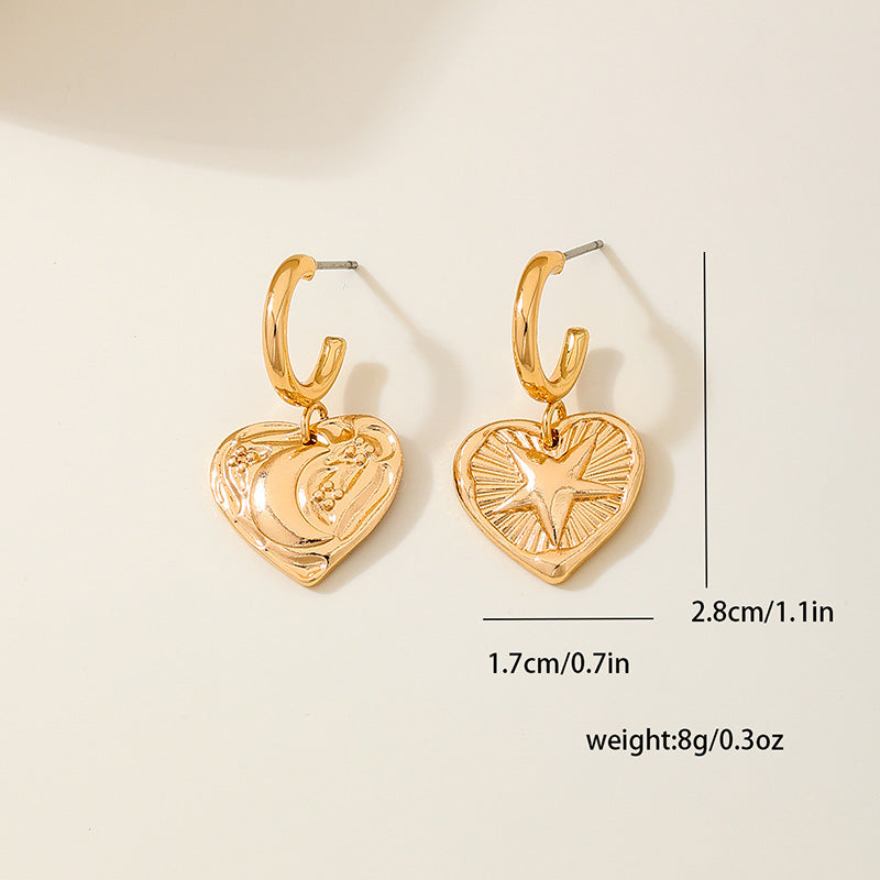 Planderful Vienna Verve Earrings – Retro Medieval Star and Moon Design