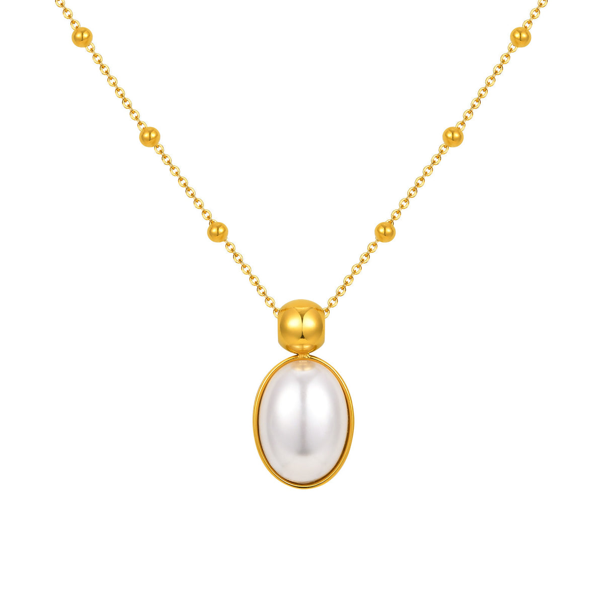 Stainless Steel Pearl Heart Necklace