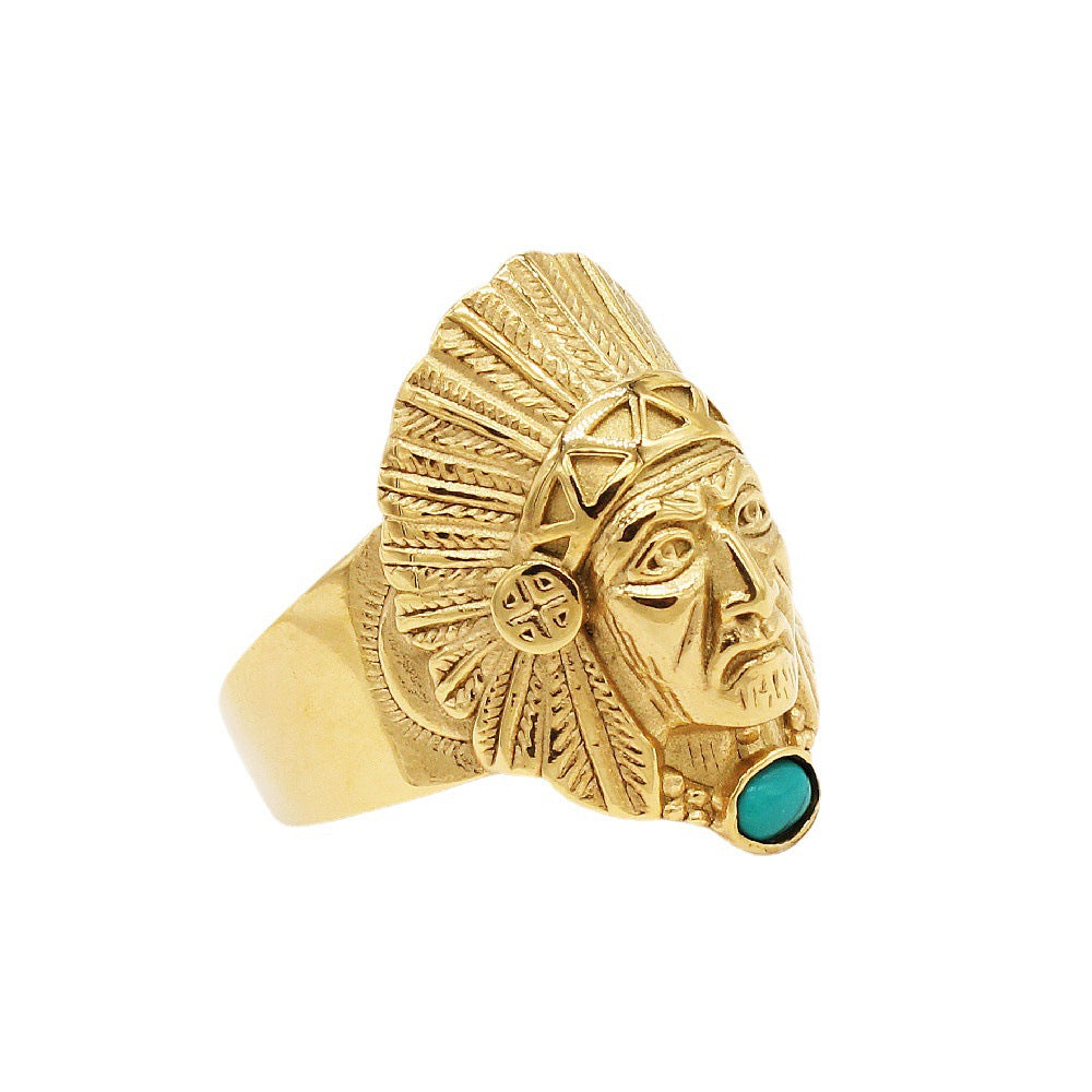 Indian Mask Titanium Steel Ring