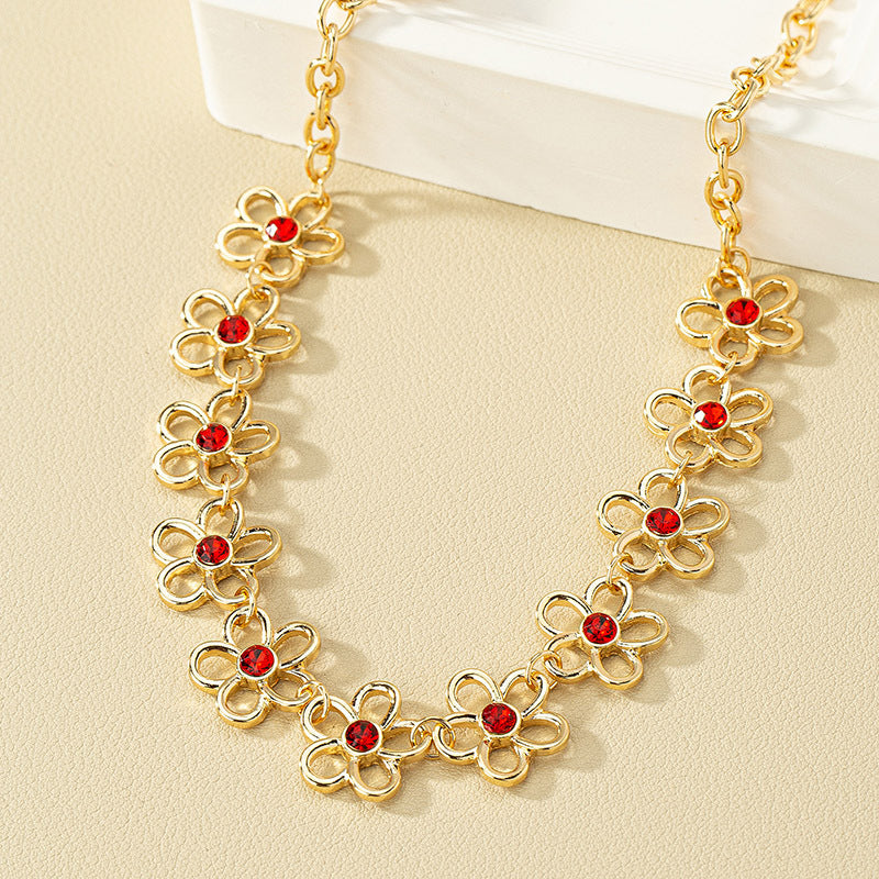 High Fashion Metal Flower Necklace with Unique Personality Details - Wholesale Jewelry