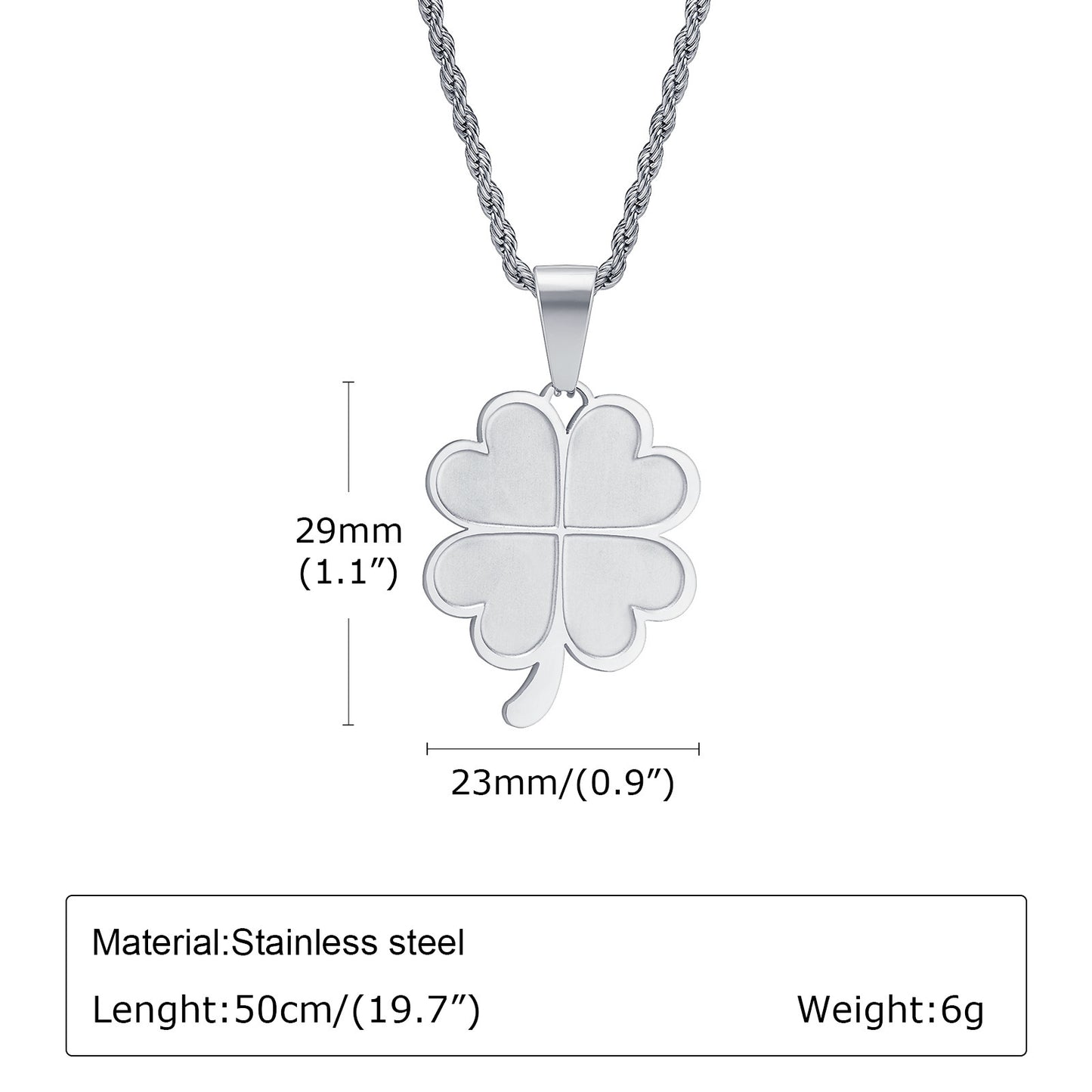 Jewelry Stainless Steel Four-Leaf Pendant Necklace Unisex