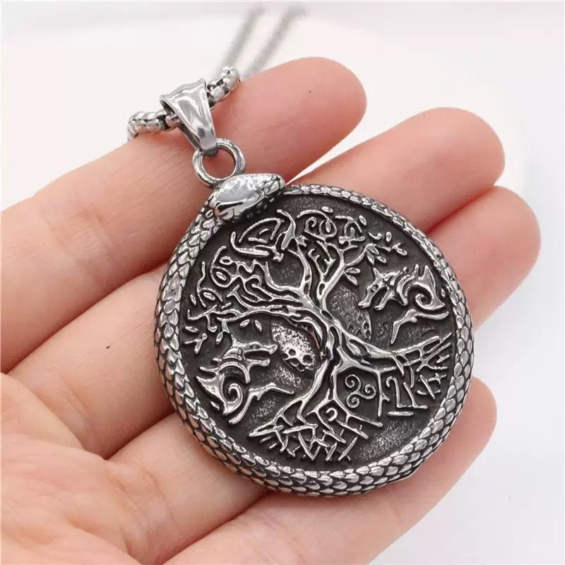 Planderful Viking Tree Of Life Stainless Steel Necklace For Men Gift Ready Jewelry