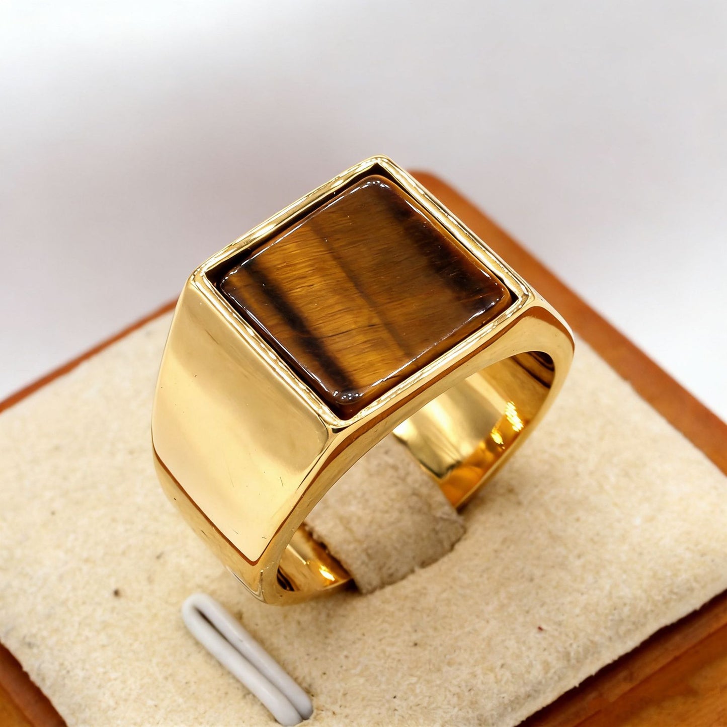Planderful Everyday Genie Titanium Steel Ring For Men Unisex With Square Stone Statement