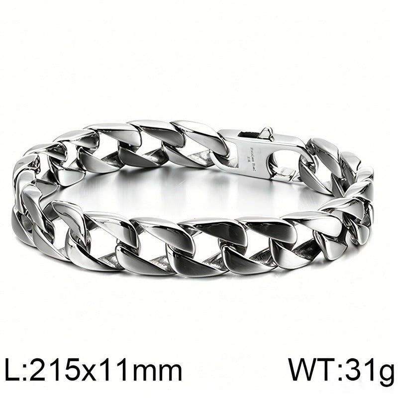 Bare Body 11mm Cuban Bracelet Casting Chain Stainless Steel Men's