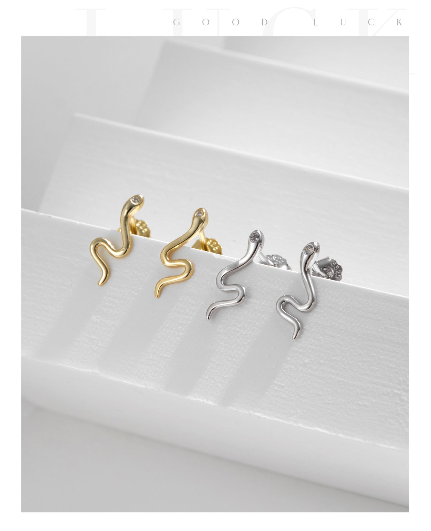 Planderful Everyday Genie Snake Stud Earrings – Elegant Mini Design in Sterling Silver