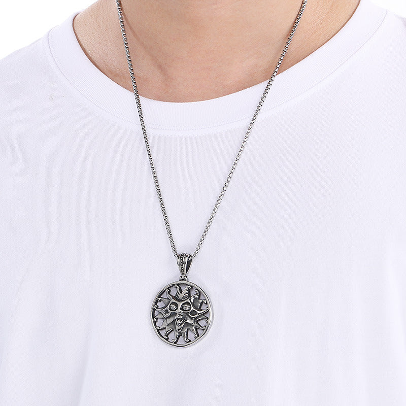 Planderful Sun God Pendant Stainless Steel Men Necklace