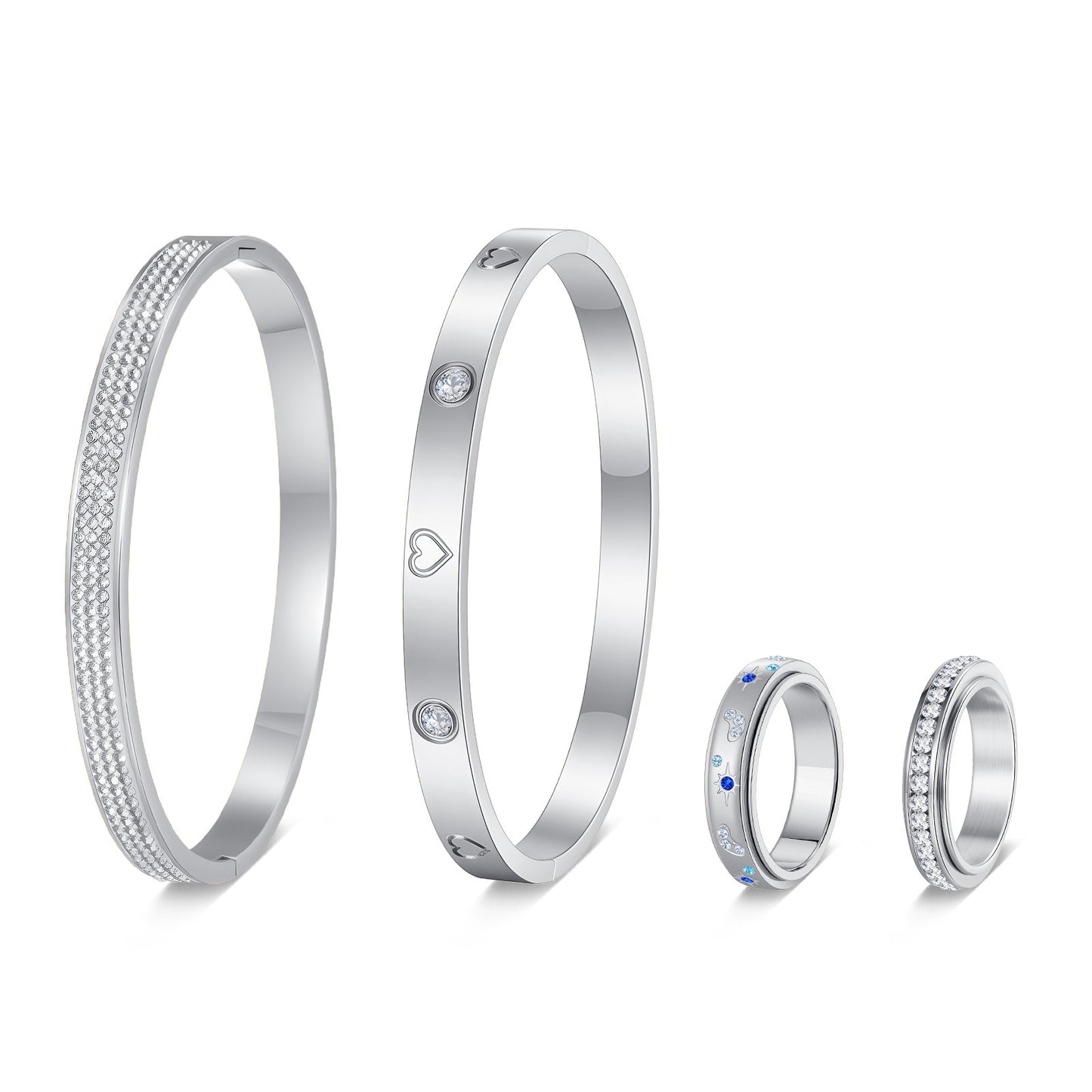 Planderful Zircon Ring Bracelet Set For Women Unisex Light Luxury Everyday Protection Statement Jewelry