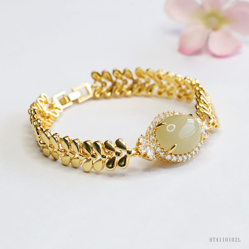 Qingshui Hetian Jade Wheat Motif Bracelet