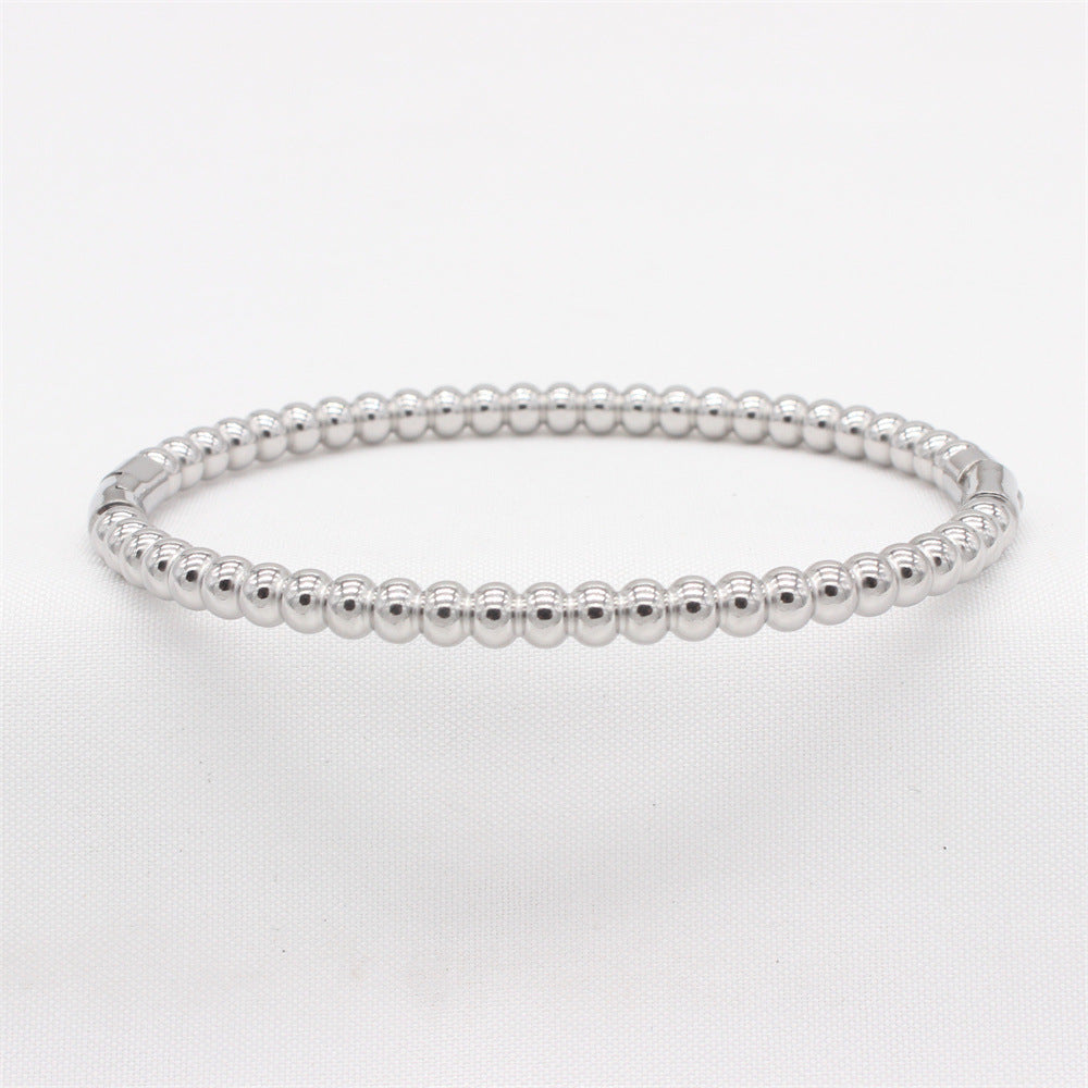 Planderful Everyday Genie – Simple European and American Titanium Steel Bead Bracelet
