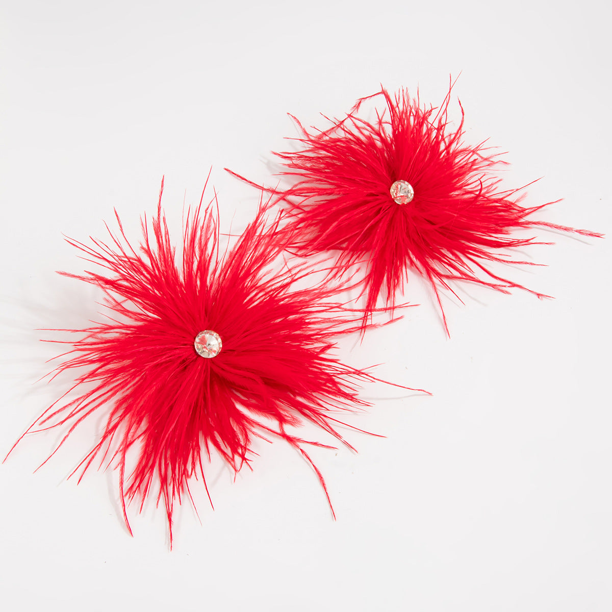 Planderful Vienna Verve Feather Flower Stud Earrings With Fluffy Zircon Accents For Trendsetting Fashion Lovers