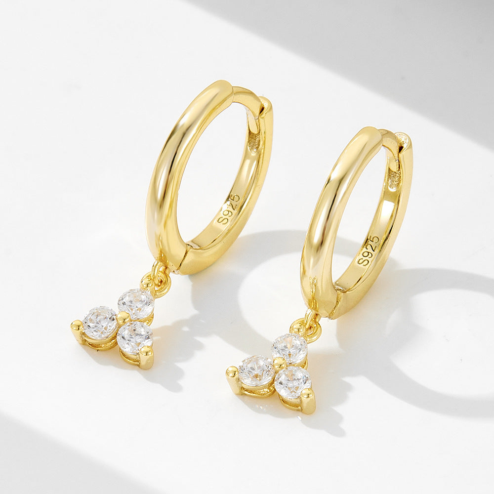 S925 Sterling Silver INS Wind Zircon Geometric Earrings