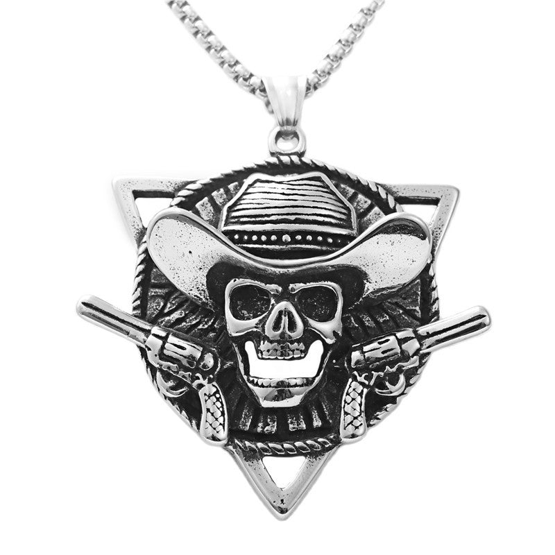 Personalized Punk Skull Pendant Necklace in Titanium Steel for Men - Retro Trendy Design