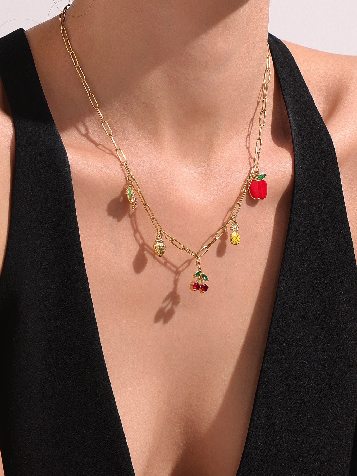 Planderful Women Collarbone Necklace Zircon 18K Gold Plated