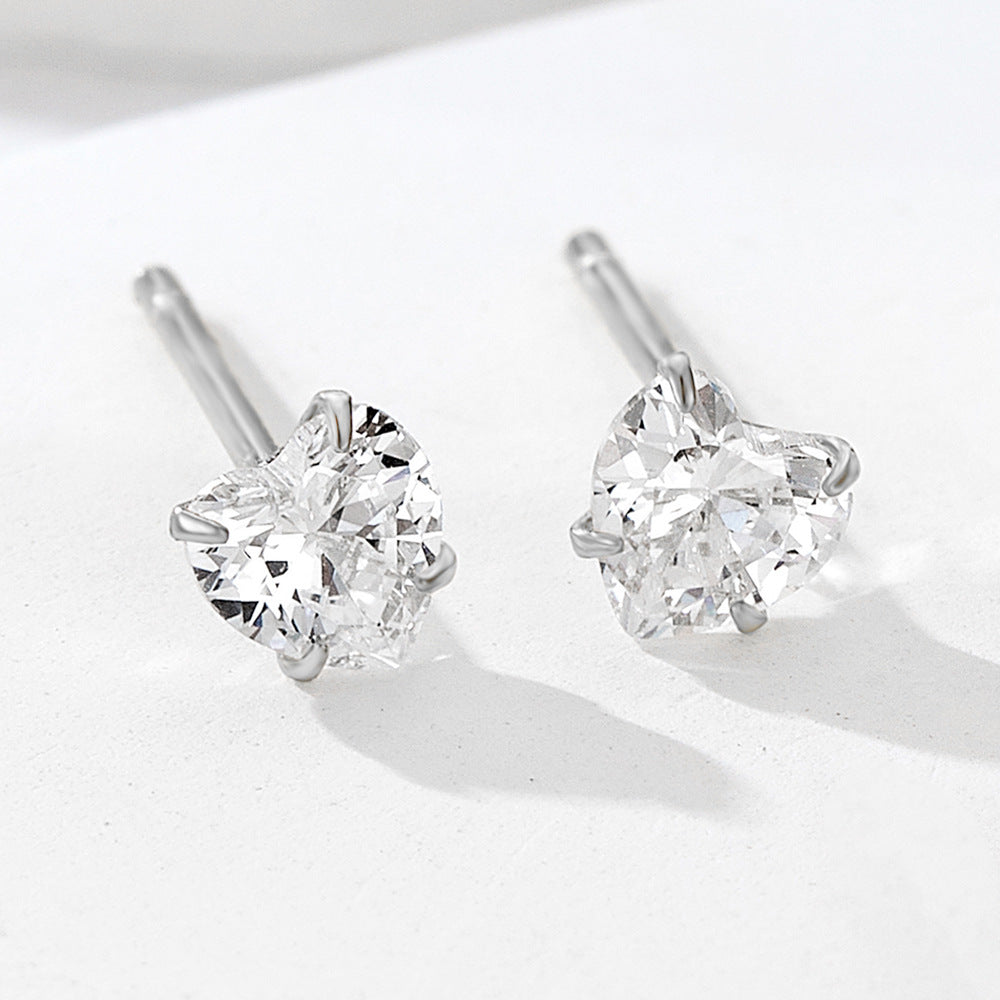 European and American Cross-Border 925 Sterling Silver Zircon Love Earrings