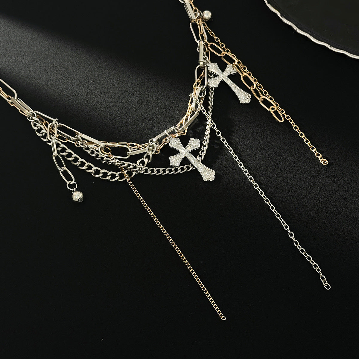Punk Cross Wrapped Chain Necklace