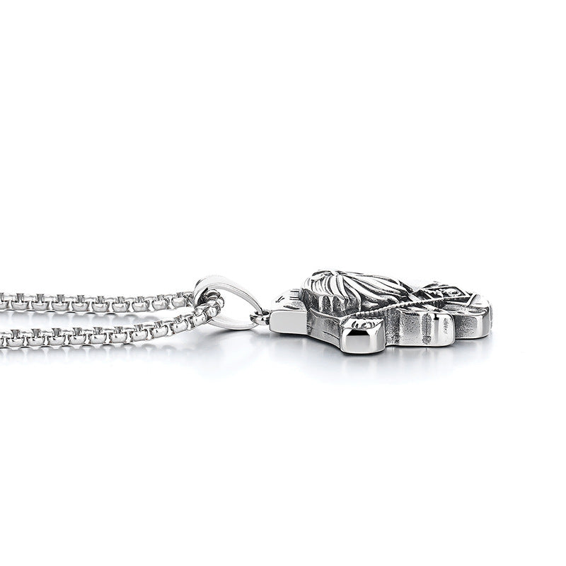 Steel Necklace - Statement Western Eagle Pendant