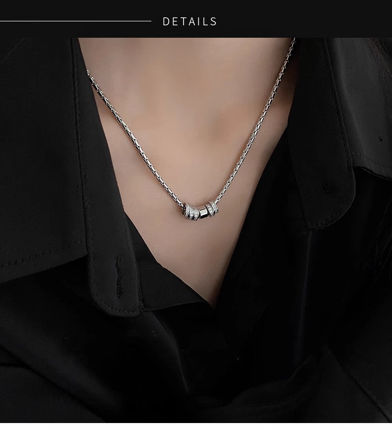 Planderful Jewelry Stainless Steel Zircon Pendant Necklace For Men Modern Collarbone Chain