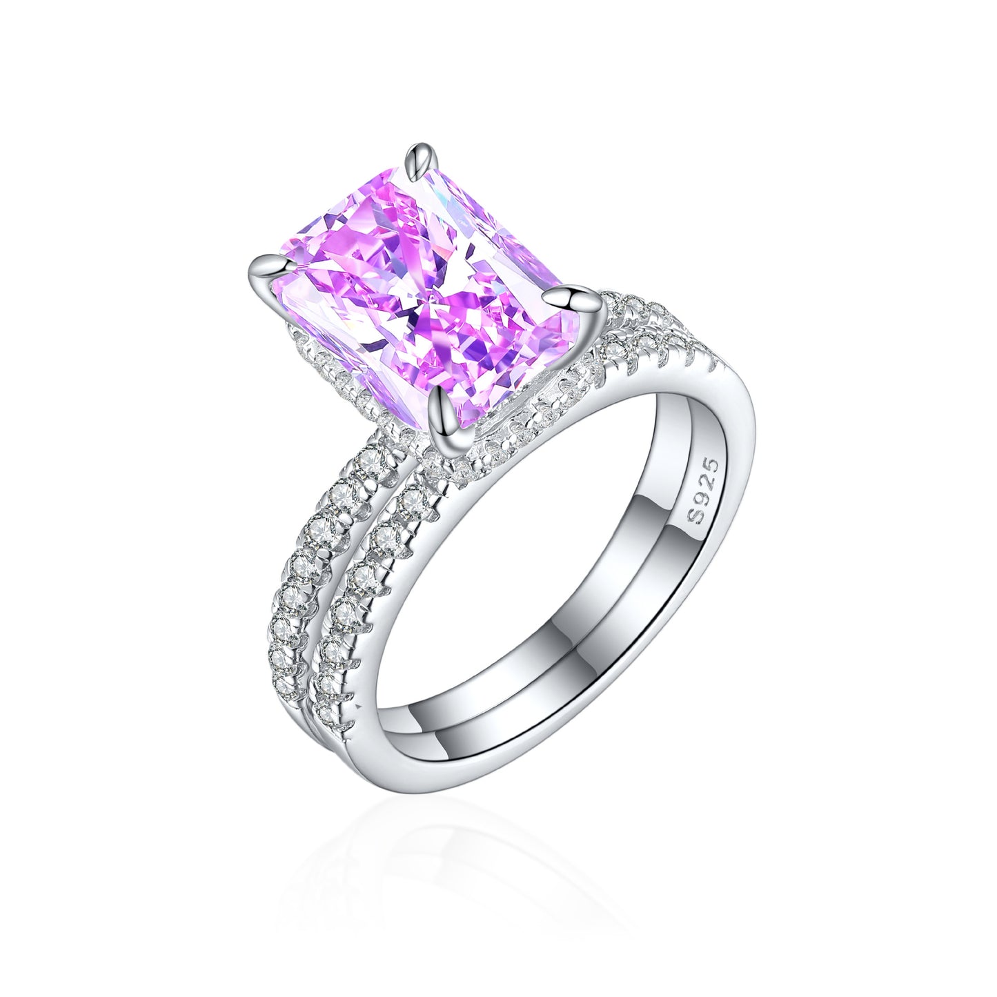 925 Sterling Silver 4ct Ice Flower Cutting Ring with Zircon