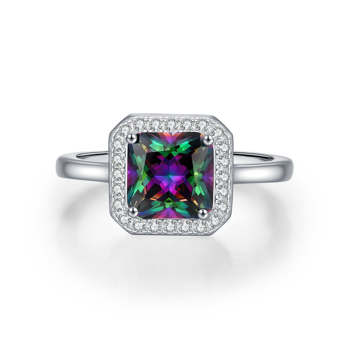 925 Sterling Silver Seven-Color Sugar-Cube Ring