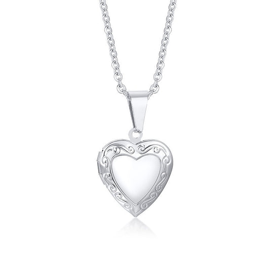 Planderful Heart Shaped Zircon Pendant Necklace Stainless Steel For Women Gift Elegant Collarbone Chain