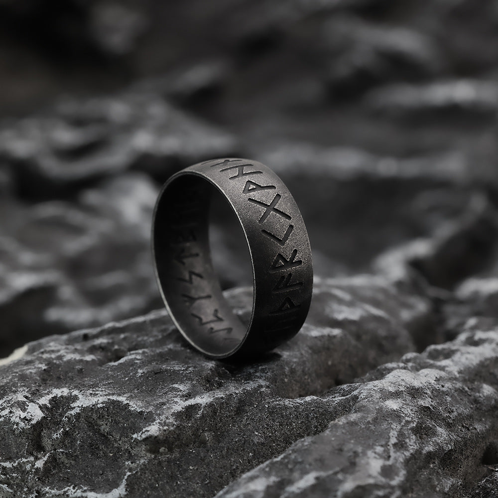 Nordic Retro Stainless Steel Viking Luhn Double-Layer Ring