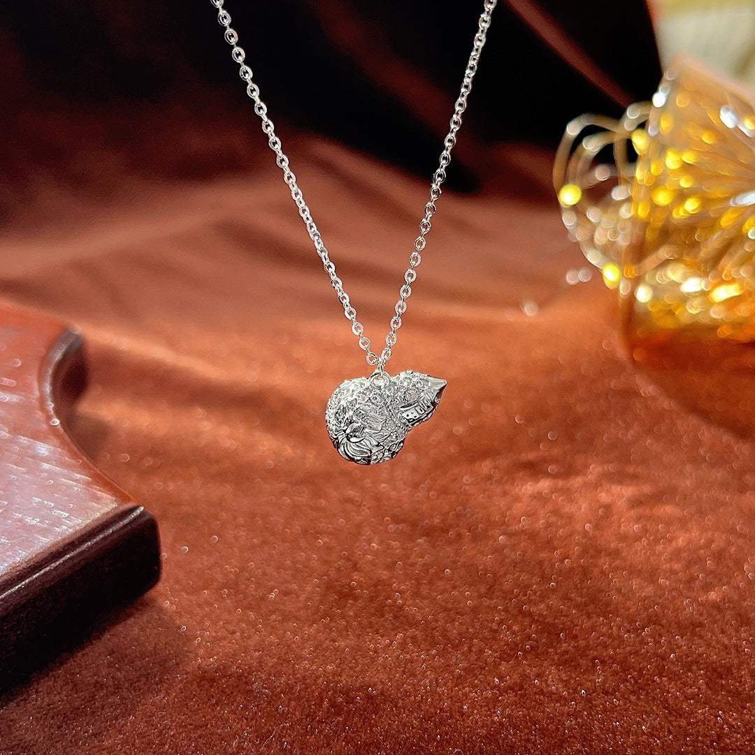 Vintage S925 Sterling Silver Lotus Flower Necklace Trendy