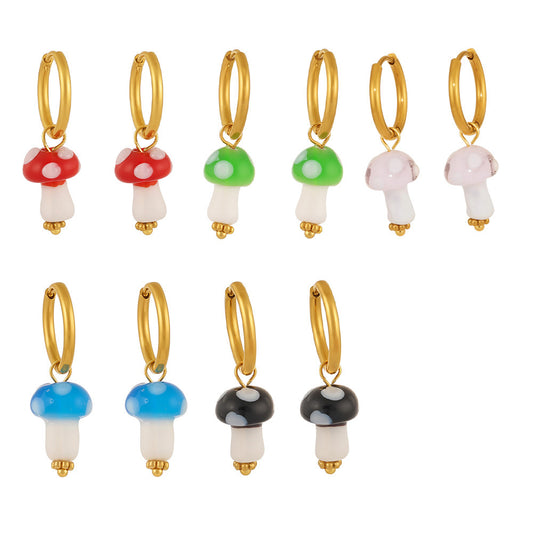 Planderful Polka Dot Mushroom Resin Earrings Women Plated