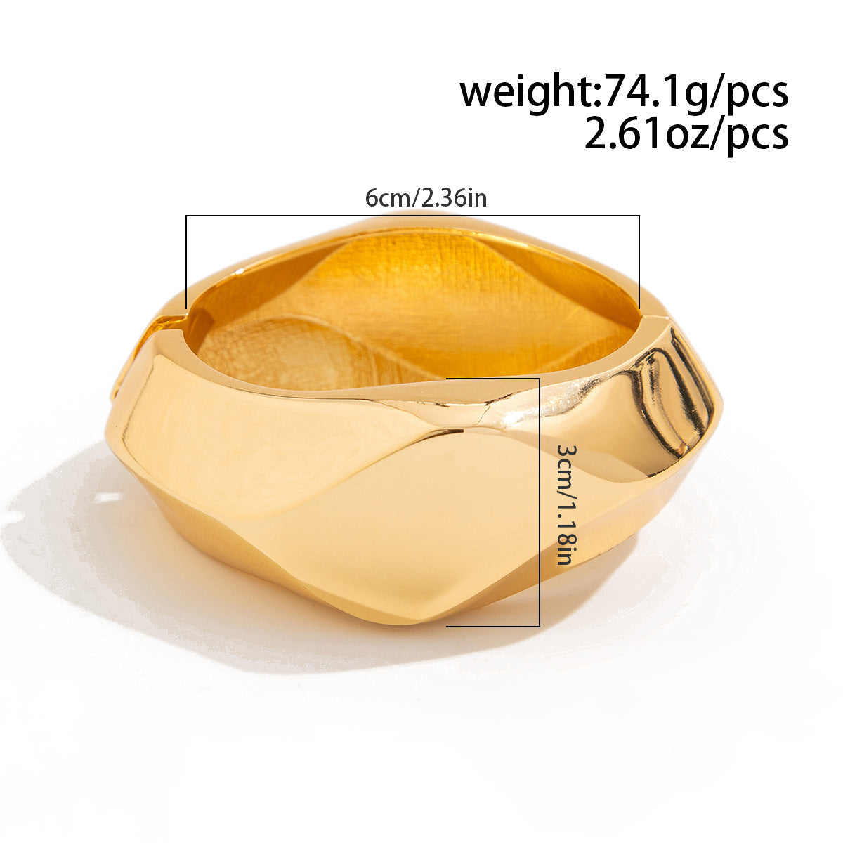 Planderful Metal Wide Bracelet With Smooth Surface Irregular Wave Design For Modern Women Vienna Verve Statement