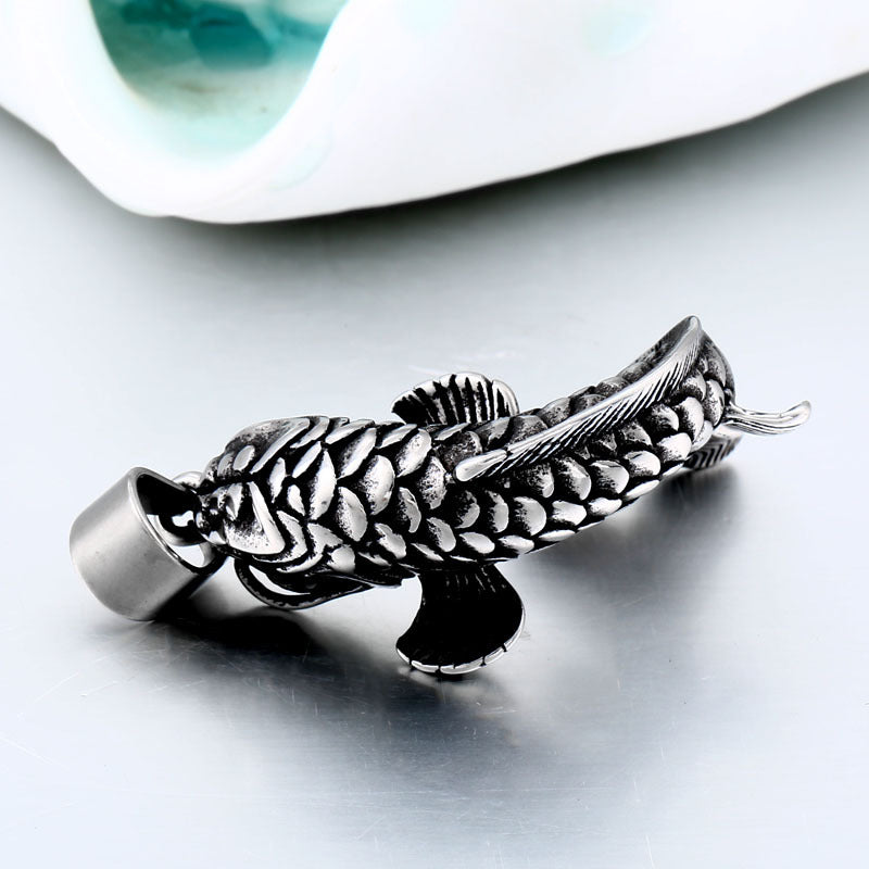 Stainless Steel Koi Fish Pendant - Wholesale Titanium Steel Hip Hop Design for Men