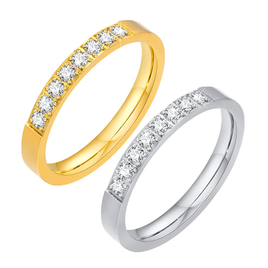 Fine Ring in Cold Wind Cool Women's Zircon Stainless Steel