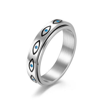 Planderful Horus Eye Rotatable Ring Stainless Steel Retro Design For Men Everyday Genie Gift