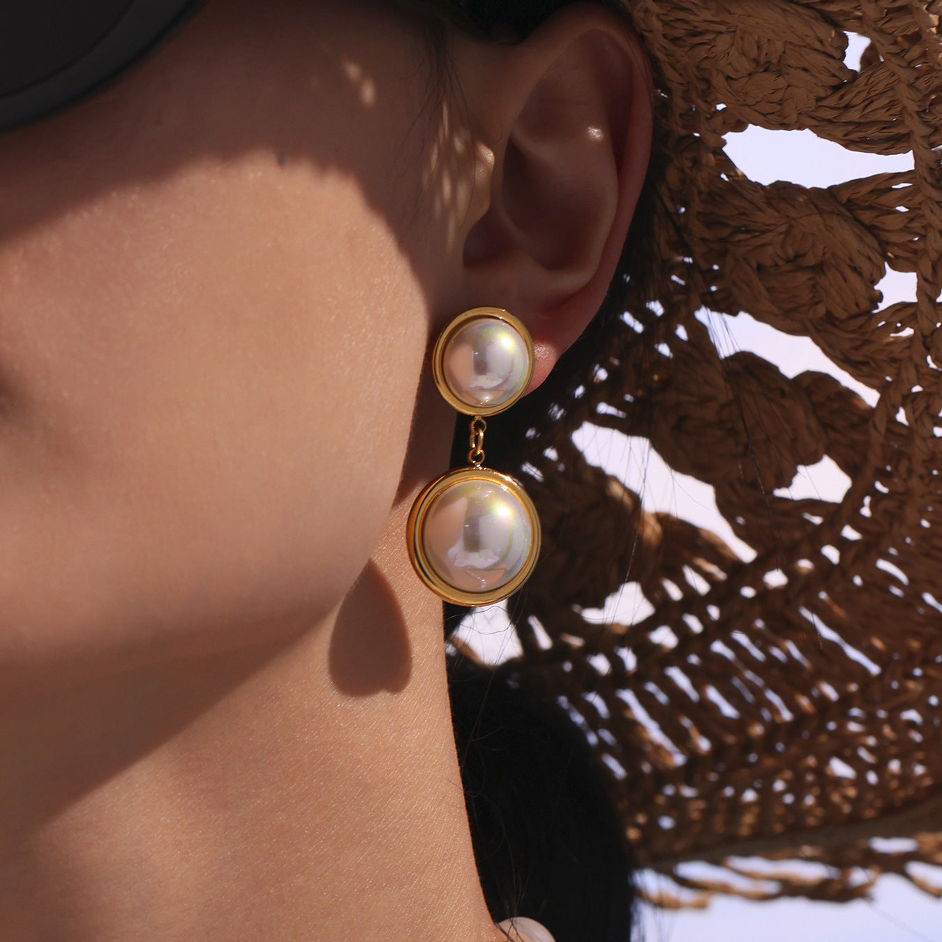 Planderful High Gloss Shell Bead Earrings For Women