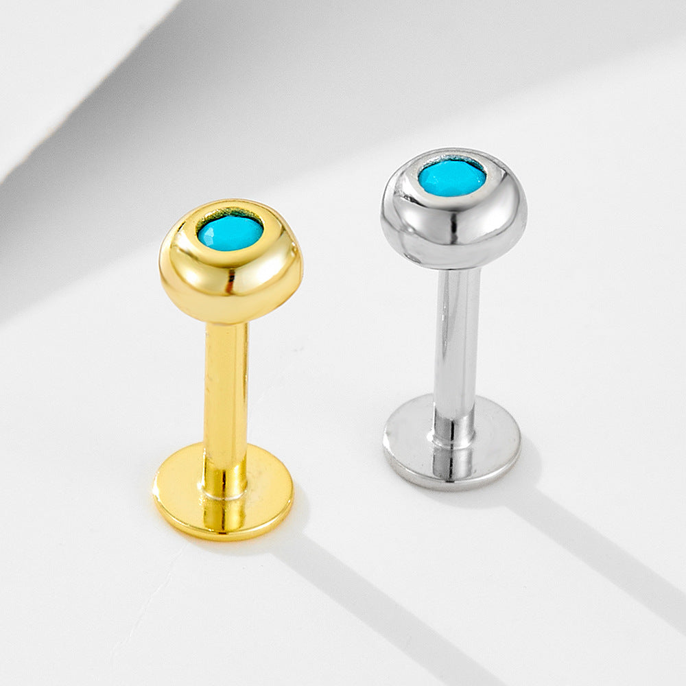 Planderful S925 Sterling Silver Turquoise Piercing Stud Earrings For Fashion Forward Women