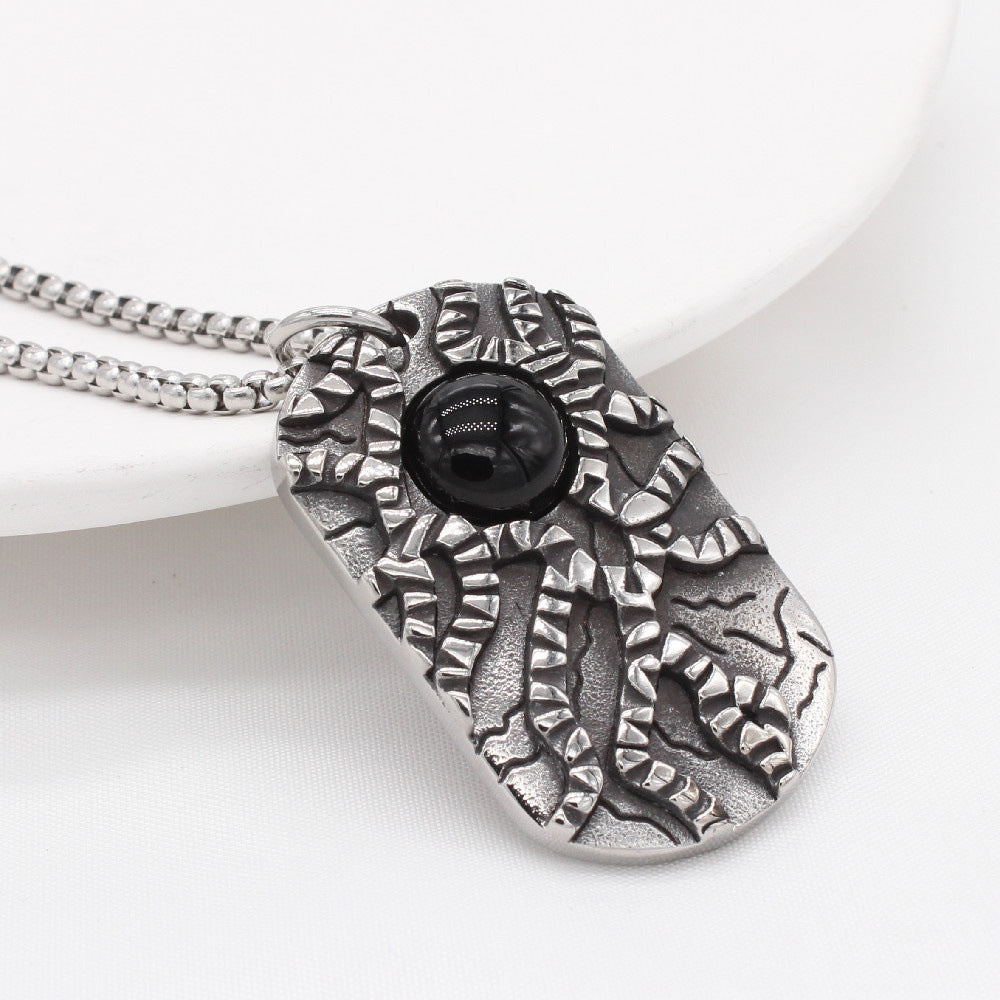 Devils Eye Pendant Titanium Steel Necklace Retro Classic For Men And Unisex Protection Planderful Everyday Genie