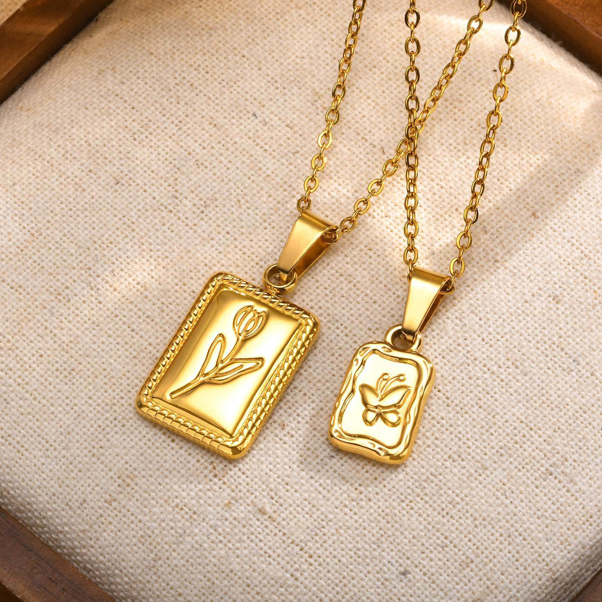 Butterfly Geometric Stainless Steel Necklace