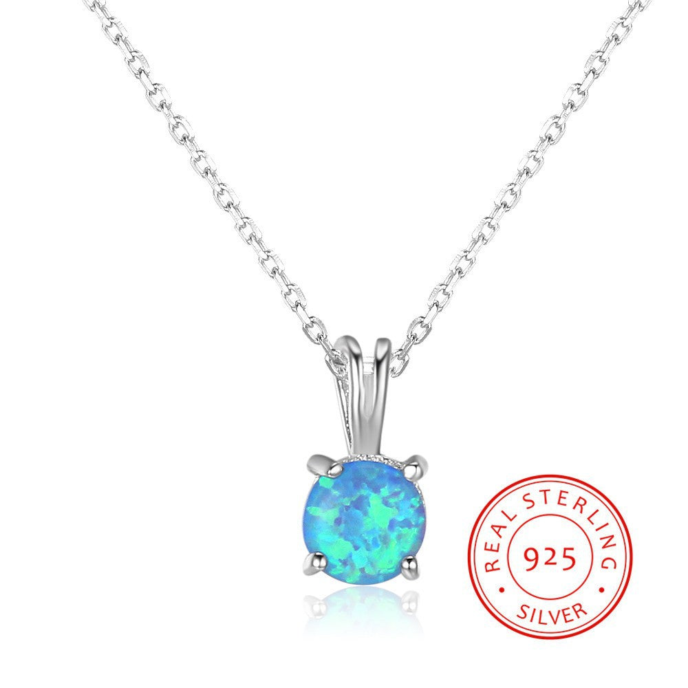 Planderful Jewelry Opal Necklace Sterling Silver