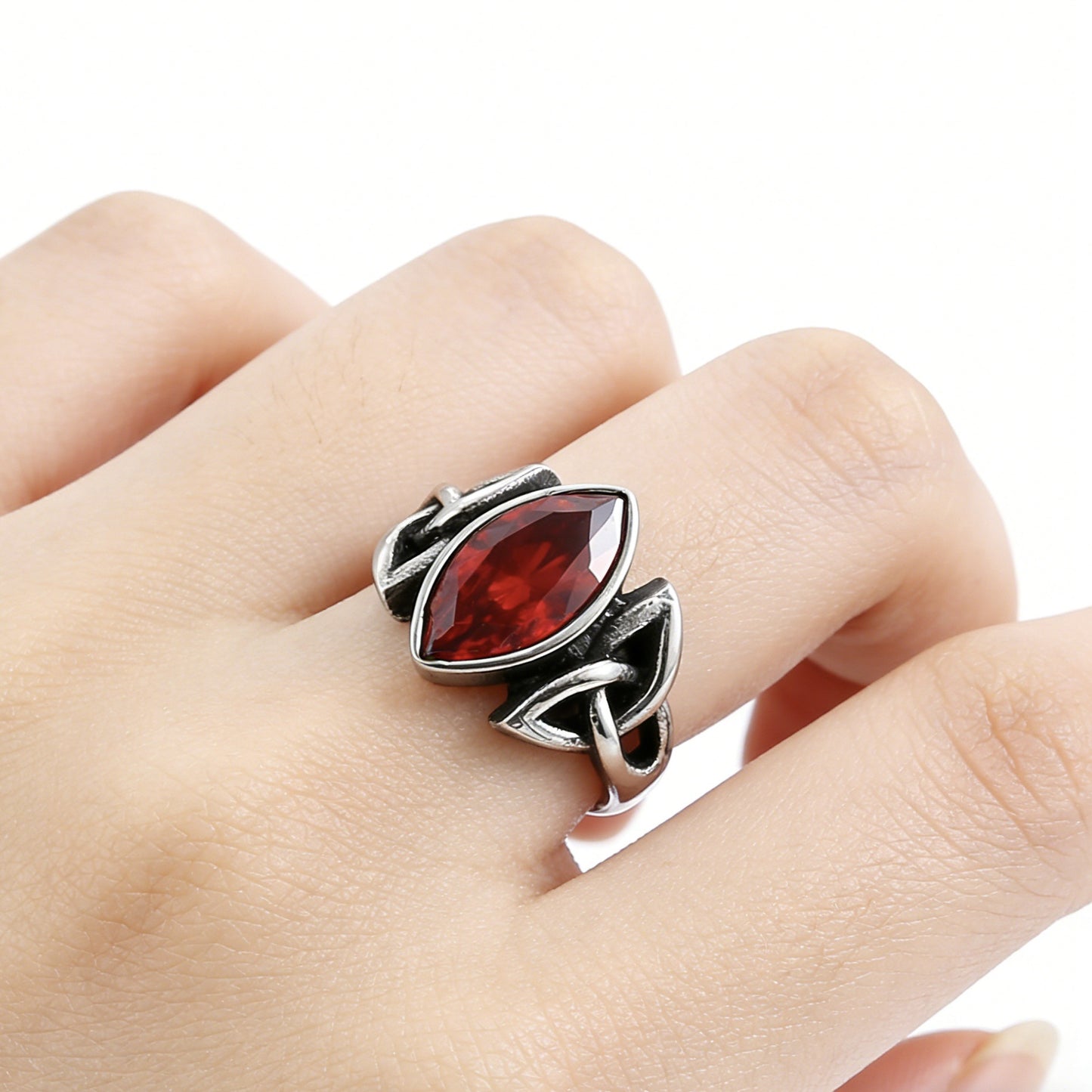 Planderful Stainless Steel Celtic Knot Ring For Men And Unisex Retro Titanium Zircon Accent