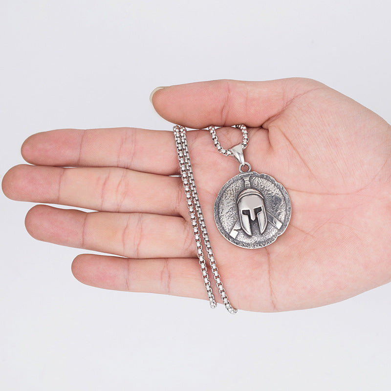 Titanium Steel Necklace - Vintage Spartan Pendant For Men With Hip Hop Style Urban Streetwear