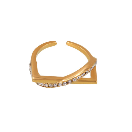 Planderful Zircon Bead Ring For Women Open Design Luxury