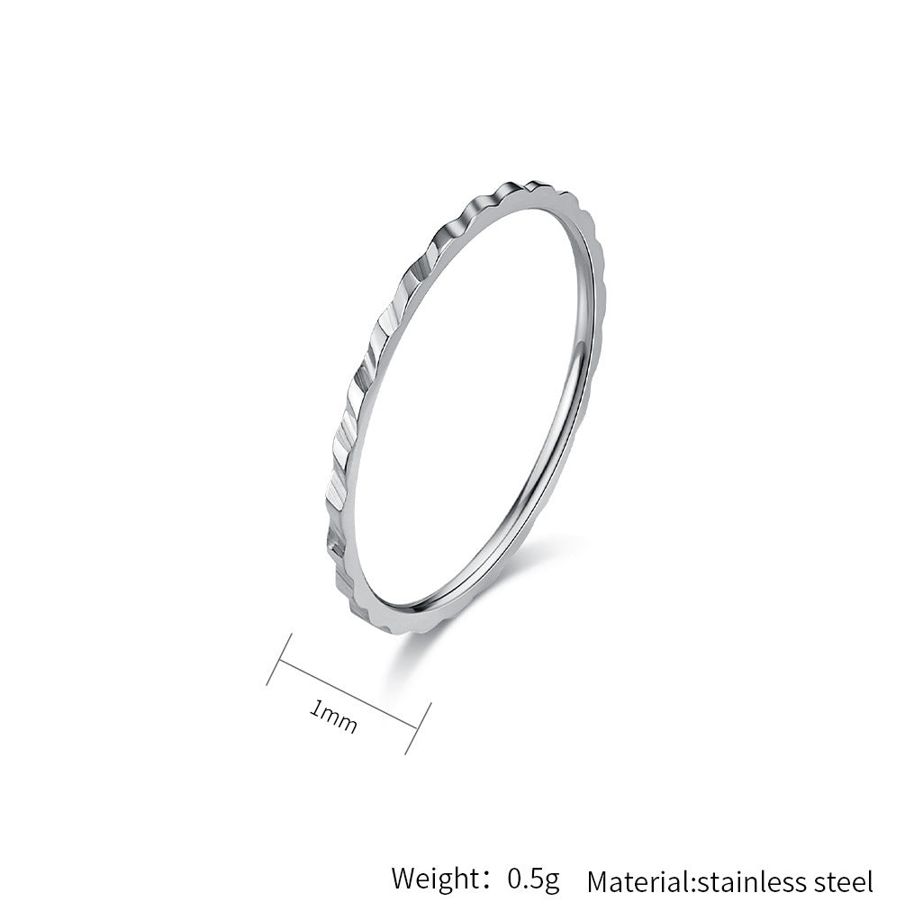 Planderful Titanium Steel Ring For Women 1mm Minimalist Elegant Everyday Jewelry