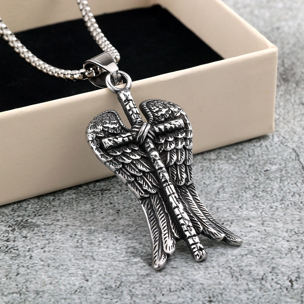 Punk Cross Sun Stainless Steel Pendant Necklace